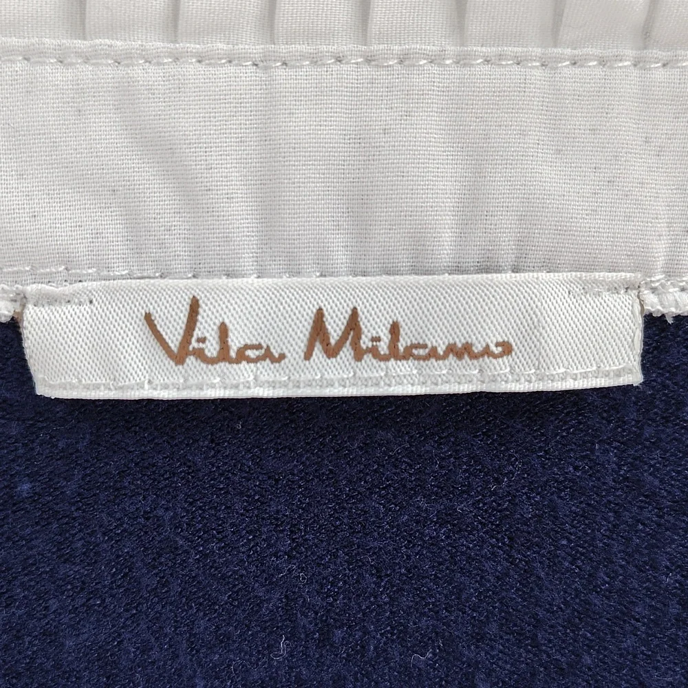 Vila Milano Knit Top Size Large XL Ruffle Neck Cuff Detail Quiet Luxury - Picture 2 of 6